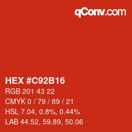 Color code: HEX #C92B16 | qconv.com