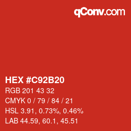Color code: HEX #C92B20 | qconv.com