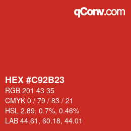 Color code: HEX #C92B23 | qconv.com