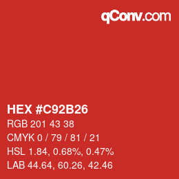 カラーコード: HEX #C92B26 | qconv.com