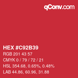 Color code: HEX #C92B39 | qconv.com