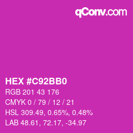 Farbcode: HEX #C92BB0 | qconv.com
