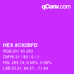 颜色代码: HEX #C92BFD | qconv.com