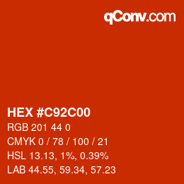 Color code: HEX #C92C00 | qconv.com