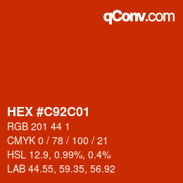 Color code: HEX #C92C01 | qconv.com