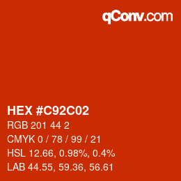 Farbcode: HEX #C92C02 | qconv.com
