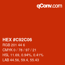 Farbcode: HEX #C92C06 | qconv.com
