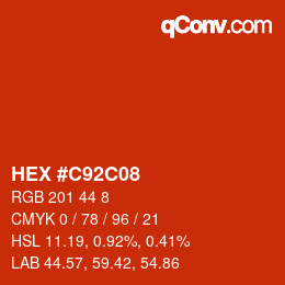 カラーコード: HEX #C92C08 | qconv.com