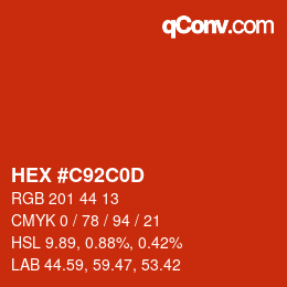 Farbcode: HEX #C92C0D | qconv.com