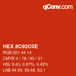 Code couleur: HEX #C92C0E | qconv.com