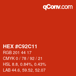 Color code: HEX #C92C11 | qconv.com