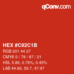Color code: HEX #C92C1B | qconv.com