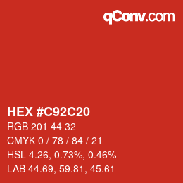 カラーコード: HEX #C92C20 | qconv.com