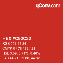 Color code: HEX #C92C22 | qconv.com