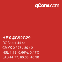 Color code: HEX #C92C29 | qconv.com