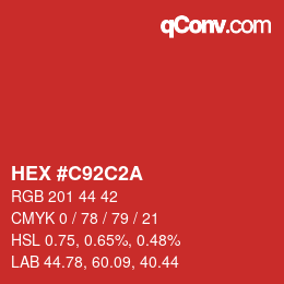 Color code: HEX #C92C2A | qconv.com