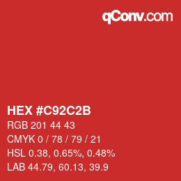 Código de color: HEX #C92C2B | qconv.com