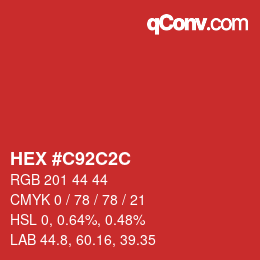 Color code: HEX #C92C2C | qconv.com