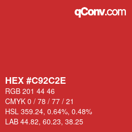 Color code: HEX #C92C2E | qconv.com