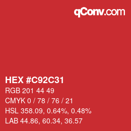 Color code: HEX #C92C31 | qconv.com