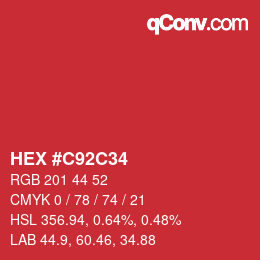 Color code: HEX #C92C34 | qconv.com
