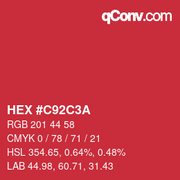 Color code: HEX #C92C3A | qconv.com