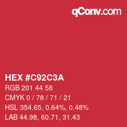 Color code: HEX #C92C3A | qconv.com