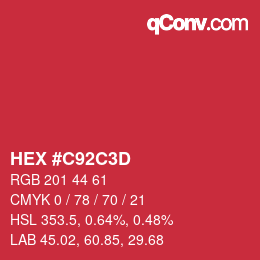 カラーコード: HEX #C92C3D | qconv.com