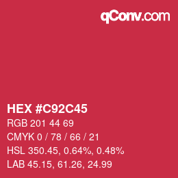 カラーコード: HEX #C92C45 | qconv.com