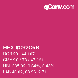 カラーコード: HEX #C92C6B | qconv.com