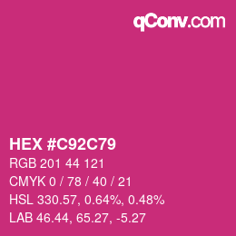 カラーコード: HEX #C92C79 | qconv.com