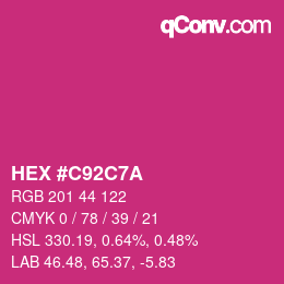 Code couleur: HEX #C92C7A | qconv.com