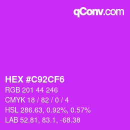 Farbcode: HEX #C92CF6 | qconv.com