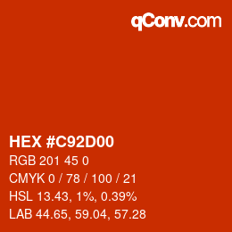 カラーコード: HEX #C92D00 | qconv.com