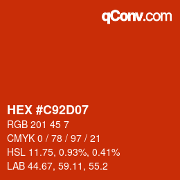 Color code: HEX #C92D07 | qconv.com