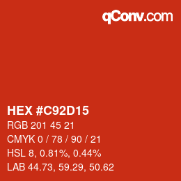 カラーコード: HEX #C92D15 | qconv.com