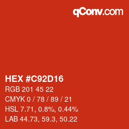 Color code: HEX #C92D16 | qconv.com