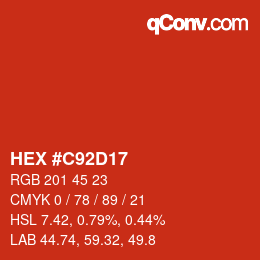 Color code: HEX #C92D17 | qconv.com
