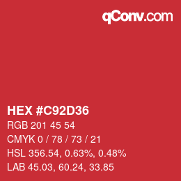 カラーコード: HEX #C92D36 | qconv.com