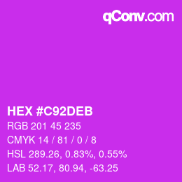 カラーコード: HEX #C92DEB | qconv.com