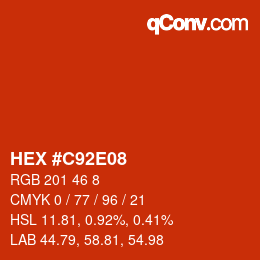 颜色代码: HEX #C92E08 | qconv.com