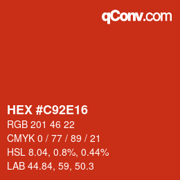 Color code: HEX #C92E16 | qconv.com