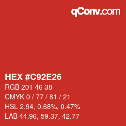 Color code: HEX #C92E26 | qconv.com