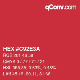 颜色代码: HEX #C92E3A | qconv.com