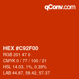 Color code: HEX #C92F00 | qconv.com