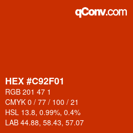 カラーコード: HEX #C92F01 | qconv.com