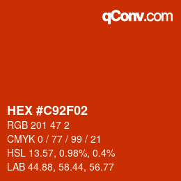 カラーコード: HEX #C92F02 | qconv.com