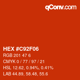カラーコード: HEX #C92F06 | qconv.com