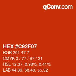 カラーコード: HEX #C92F07 | qconv.com