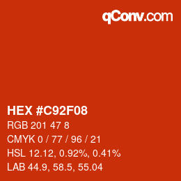 カラーコード: HEX #C92F08 | qconv.com
